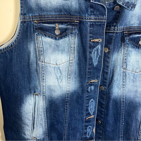 HARLEY DAVIDSON denim faded button down vest 2X - Picture 3 of 4